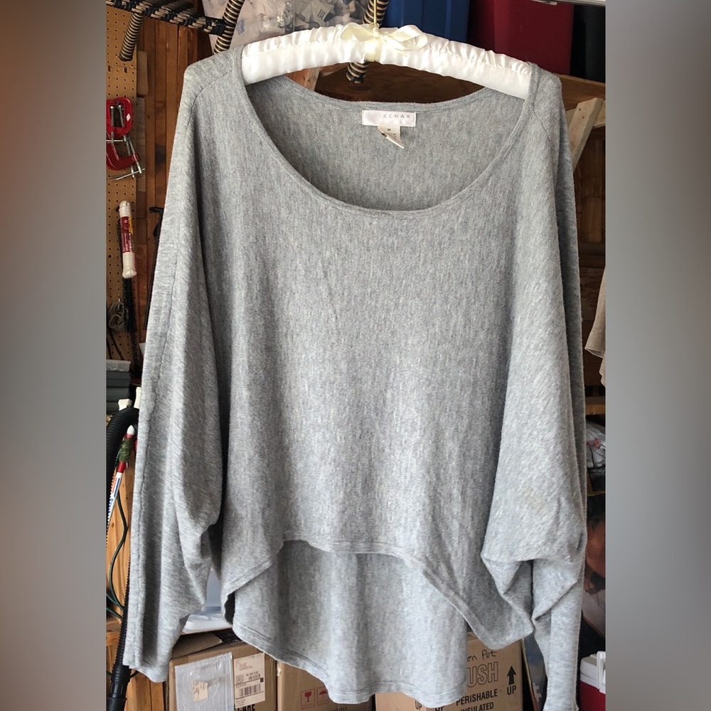 Kenar Heather Gray Knit Hi Lo Top